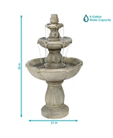 Sunnydaze Decor Birds' Delight Fiberglass Outdoor 3-Tier Water Fountain