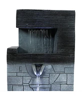 Sunnydaze Decor Modern Tiered Brick Polyresin Indoor Fountain with Led - 13 in