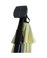 10-Foot Cantilever Umbrella with Solar LEDs - Polyester Shade/Steel Pole Air Vent and Cross Base Pale Buttercup
