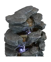 Sunnydaze Decor Polyresin Grotto Falls Water Fountain with Led Lights - 24 in