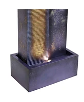 Sunnydaze Decor Cascading Tower Metal Water Fountain with Led Lights - 32 in