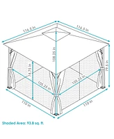 Soft-Top Patio Gazebo - 10x10 Foot Rectangle Outdoor Gazebo with Screens and Privacy Walls - Gray - Perfect for Backyard, Garden or Deck