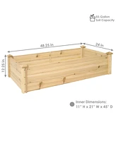 Sunnydaze Decor Wooden Fir Square Raised Garden Bed - 24 x 48.25 in - Natural