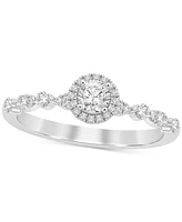 Diamond Halo Scalloped Engagement Ring (3/8 ct. t.w.) 14k Gold