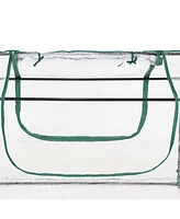 Sunnydaze Decor Galvanized Steel Raised Bed with Greenhouse - Clear - 4 ft x 2 ft