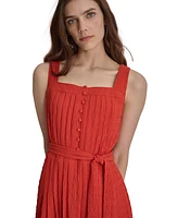 Dkny Women's Square-Neck Sleeveless Crinkle-Fabric Dress