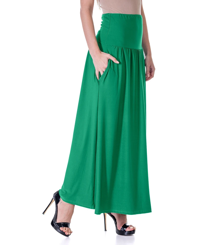 24seven Comfort Apparel Foldover Maxi Pocket Skirt