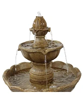 Sunnydaze Decor Blooming Flower Resin Outdoor 2-Tier Water Fountain