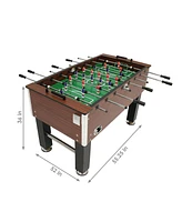 Sunnydaze Decor 55 in Faux Wood Foosball Game Table with Folding Drink Holders