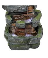 Sunnydaze Decor Electric Tiered Stone Waterfall Fountain with Led Lights - 23 in