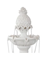 Sunnydaze Decor Welcome Fiberglass Outdoor 3-Tier Water Fountain - White