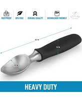 Zulay Kitchen Heavy Duty Ice Cream Scoop - Stainless Steel Scooper With Non-Slip Rubber Grip