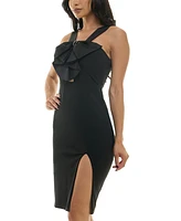 City Studios Juniors' Bow-Front Wide-Strap Bodycon Dress