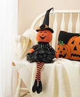 Glitzhome 30"H Halloween Fabric Dressed Pumpkin Sitter