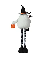Glitzhome 38"H Lighted Halloween Fabric Ghost Standing Decor, With Telescoping Legs and Timer