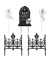 Glitzhome 24"H Halloween Metal Graveyard Set Yard Stake, Set of 5