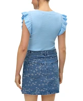 Vero Moda Women's O-Neck Knitted Flutter-Sleeve Top