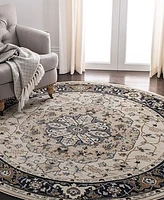 Safavieh Lyndhurst LNH334 Cream and Navy 7' x 7' Round Area Rug