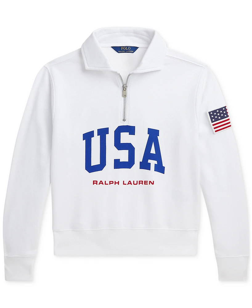 Polo Ralph Lauren Big Girls Logo French Terry Quarter-Zip Pullover