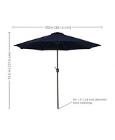 Sunbrella 9-Foot Patio Umbrella with Auto Tilt and Crank - Rust Resistant Aluminum Pole