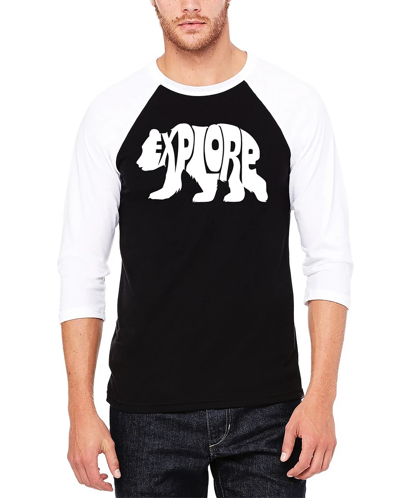 La Pop Art Explore - Men's Raglan Baseball Word T-Shirt