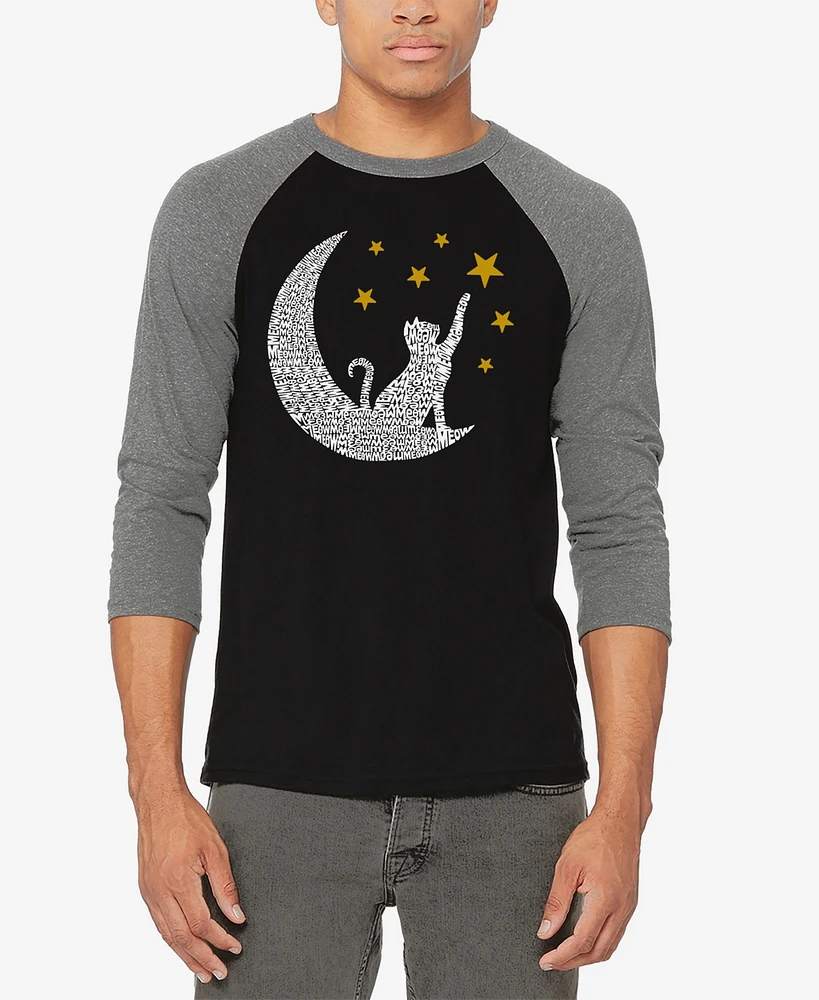 La Pop Art Cat Moon - Men's Raglan Baseball Word T-Shirt