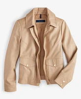 Cole Haan Women's Leather Zip-Front Collared Coat