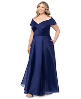 Xscape Plus Size Off-The-Shoulder Organza Gown