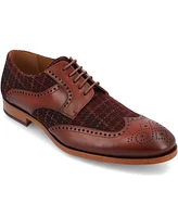 Taft Men's Wallace Handcrafted Leather and Wool Brogue Wingtip Oxford Lace-up Dress Shoe