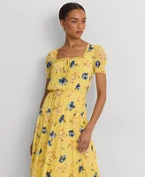 Lauren Ralph Lauren Women's Floral Georgette Puff-Sleeve Midi Dress