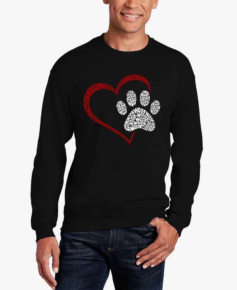 La Pop Art Paw Heart - Men's Word Crewneck Sweatshirt