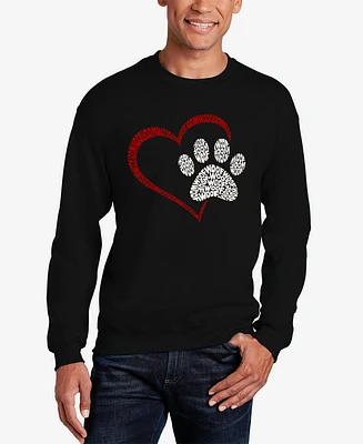 La Pop Art Paw Heart - Men's Word Crewneck Sweatshirt