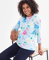 Style & Co Petite Floral-Print Pima Knit Top, Created for Macy's