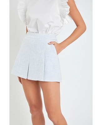 English Factory Women's Textured Pleats Mini Skirt