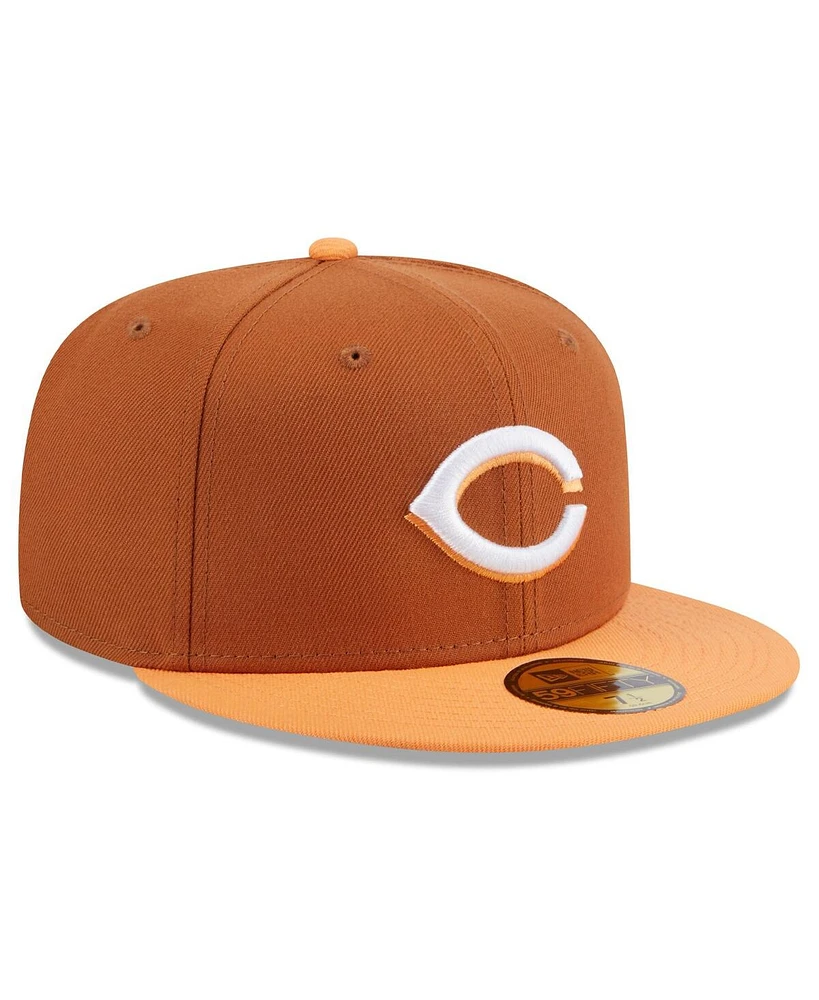 New Era Men's Brown/Orange Cincinnati Reds Spring Color Basic Two-Tone 59fifty Fitted Hat