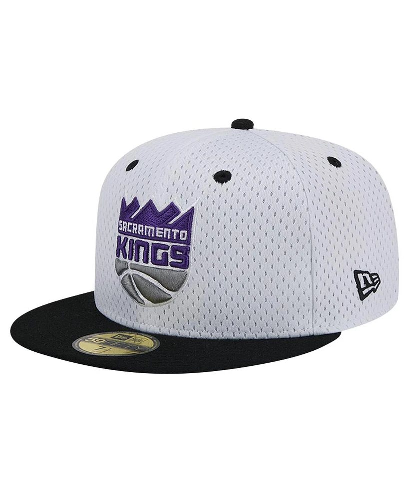 New Era Men's White/Black Sacramento Kings Throwback 2Tone 59fifty Fitted Hat
