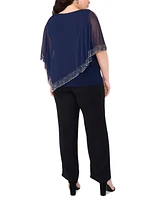 Msk Plus Size Embellished Asymmetric Cape Overlay Top