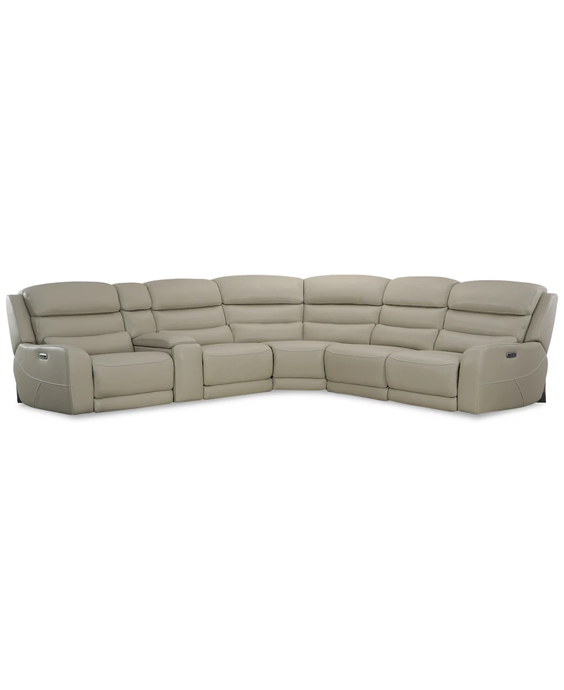 Blairesville 6-Pc. Leather L Sectional with Power Motion Chairs & 1 Console