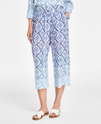 Jm Collection Women's Printed Cropped Pants, Created for Macy's