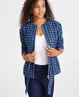 Anne Klein Women's Quilted Herringbone Tie-Waist Jacket