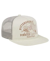 New Era Men's Khaki Pittsburgh Pirates Almost Friday A-Frame 9Fifty Trucker Snapback Hat