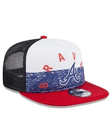 New Era Men's White/Red Atlanta Braves Team Foam Front A-Frame Trucker 9Fifty Snapback Hat