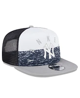 New Era Men's White/Gray New York Yankees Team Foam Front A-Frame Trucker 9Fifty Snapback Hat