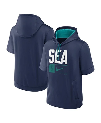 Nike Men's Navy Seattle Mariners Tri Code Lockup Short Sleeve Pullover Hoodie