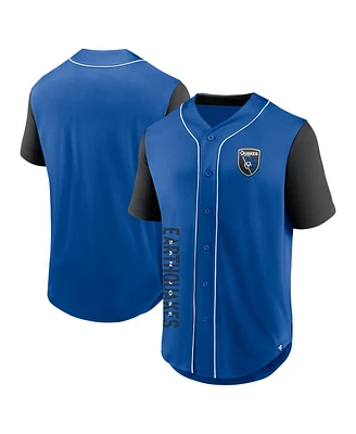 Fanatics Branded Men's Royal San Jose Earthquakes Balance Fashion Baseball Jersey