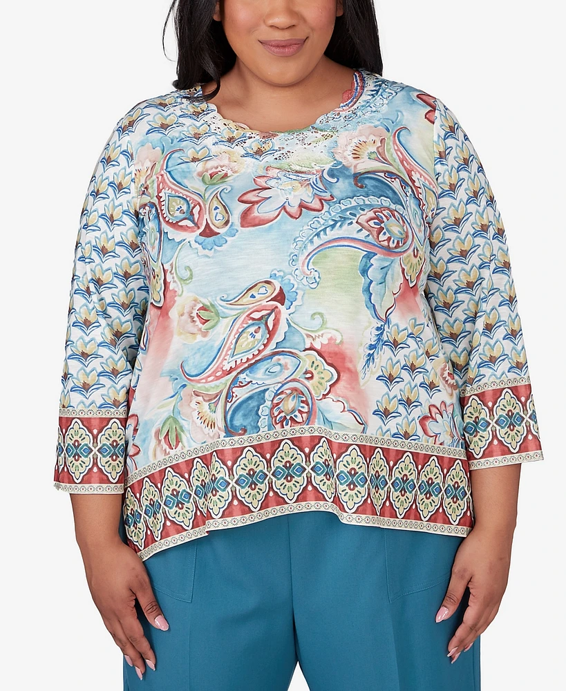 Alfred Dunner Plus Sedona Sky Medallion Paisley Top