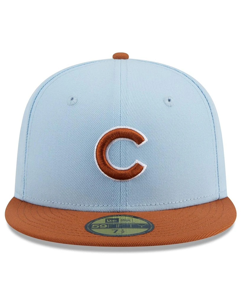 New Era Men's Light Blue/ Chicago Cubs Spring Color Basic Two-Tone 59Fifty Fitted Hat