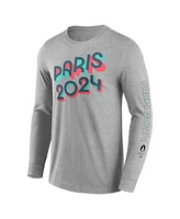 Fanatics Branded Men's Heather Gray Paris 2024 Bold Stripe Long Sleeve T-Shirt