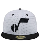 New Era Men's White/Black Utah Jazz Throwback 2Tone 59fifty Fitted Hat