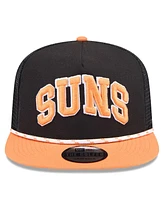 New Era Men's Black/Orange Phoenix Suns Throwback Team Arch Golfer Snapback Hat